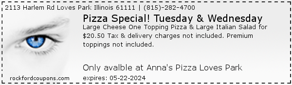 Pizza Special! Tuesday & Wednesday